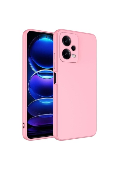 Xiaomi Redmi Note 12 5g Kılıf Lansman Içi Kadife Silikon + Ekran Koruyucu Nano Pembe