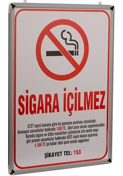 Akyazı Sigara İçilmez Panosu 35X50 0509Alüminyum Çerçeve