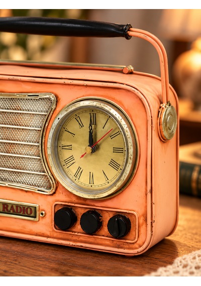 Dekoratif Metal Radyo Saat Ve Kumbara Renkli