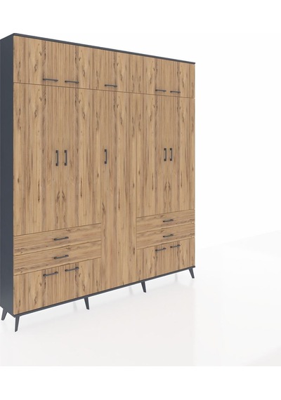 Arges Dolap 12 Raflı 4 Çekmeceli 2 Askılı 220x30x243 Antrasit-çam/çam Atlas Çam/atlas Çam Arges Dolap 12 Raflı 4 Çekmeceli 2 Askılı 220x30x243 Antrasit-çam/çam Atlas Çam/atlas Çam