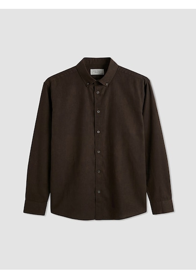 Lcw Vision Kahverengi Regular Fit Keten Karışımlı Erkek Gömlek