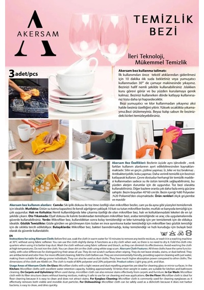 Lüks 3 Lü Mikrofiber Temizlik Seti Cam & Ayna Uzmanı Renkli