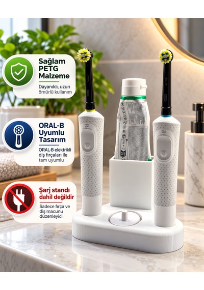 Elektrikli Diş Fırçası Organizeri Oral-b Uyumlu Beyaz