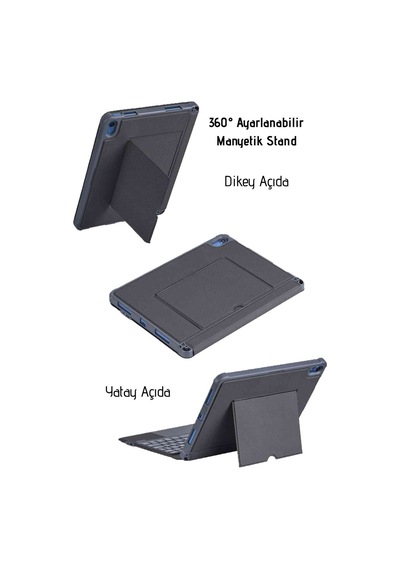 Apple Uyumlu iPad  11. Nesil 360 Manyetik Standlı Ledli Touchpadli Katanya Klavyeli Tablet Kılıfı Klavyeli Kılıf