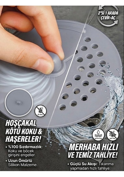 Aç Kapa Twist Gider Süzgeci Antrasit Gri Lavabo, Banyo Ve Mutfak İçin Pratik Filtre 1 Adet Antrasit - Gri
