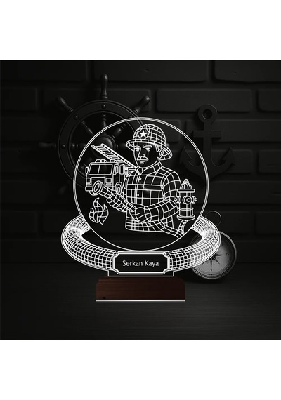 Luvivia İtfaiye İtfaiyeci Hediye Kişiye Özel 3d Lamba - Masa Gece Lambası V2 Şeffaf