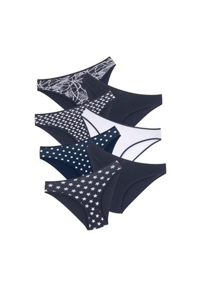 New Lilla 18001-2 Kadın 7'Li Star In Love Bikini Külot Paketi Lacivert