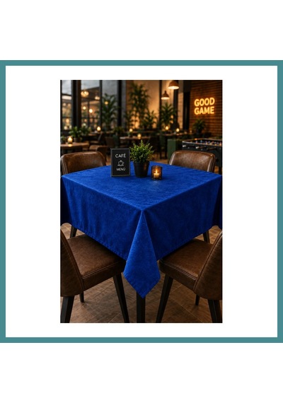 Trendexa Kahve Cafe Kıraathane Masa Örtüsü 140x140cm Mavi Renk Mac