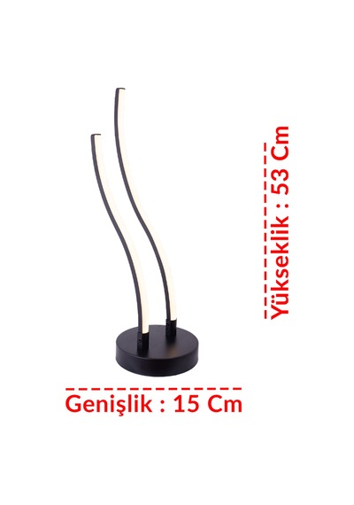 3 Renk Dalga Model Lü Çubuk Led Masa Aydınlatması Siyah Modern Dekoratif Tasarım