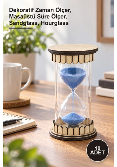 10 Adet Ahşap Kum Saati Alk2500 Dekoratif Zaman Ölçer, Masaüstü Süre Ölçer, Sandglass, Hourglass Diğer