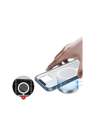 Apple iPhone Uyumlu X Kılıf Magsafe Wireless Kablosuz Şarj Destekli Sert Şeffaf Darbe Emici Embos -şeffaf Color-3171-clr-41858