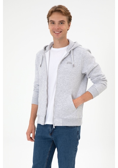 U.S. Polo Assn. Erkek Regular Fit Açık Gri Şardonlu Örme Hırka 50313755-VR001