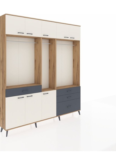 Arges Dolap 8 Raflı 4 Çekmeceli 3 Askılı 220x30x243 Çam-aytaşı/antrasit Aytası/antrasıt Arges Dolap 8 Raflı 4 Çekmeceli 3 Askılı 220x30x243 Çam-aytaşı/antrasit Aytası/antrasıt