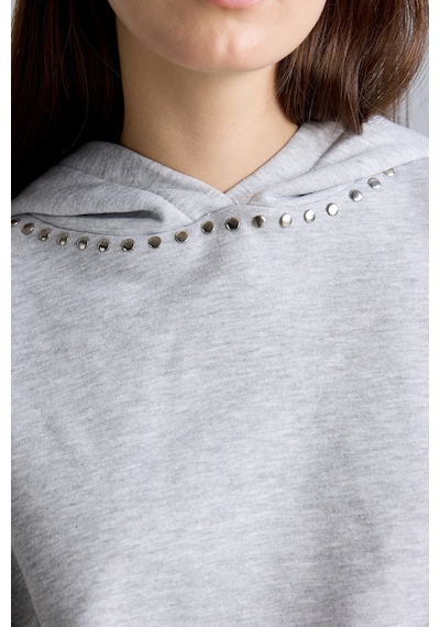 Defacto Boxy Fıt Kapüşonlu İşlemeli Kalın Sweatshirt I3345ax26wngr93 Gri-gr93