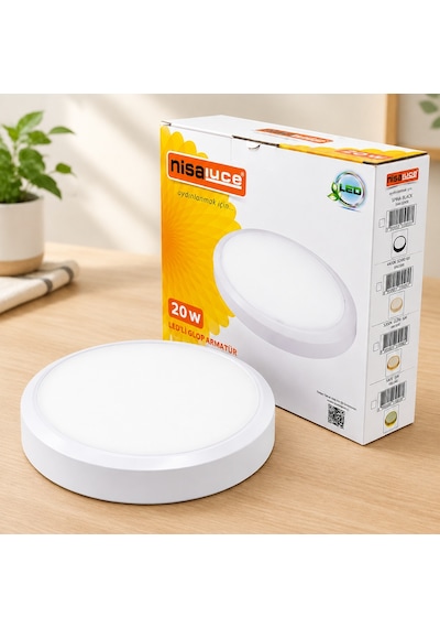 20w Led Sıva Üstü Yuvarlak Armatür 6500k 1800lm Beyaz Metal