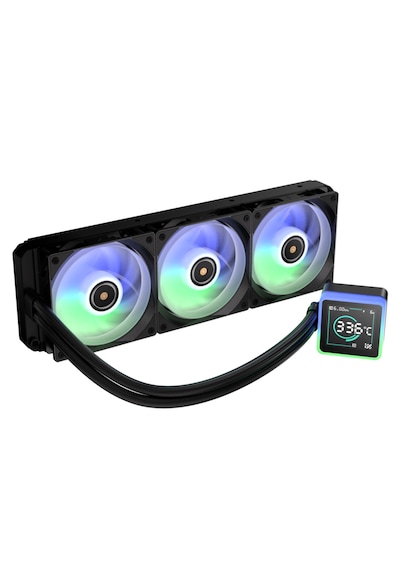 Bitfenix Kuzy Bfw-kcd-360-bb27a-rp Dijital Göstergeli Argb Fanlı Am5/lga1851 Siyah 360mm Lcd Sıvı Soğutma 398 X 120 X 27 Mm