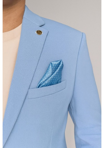 Plus Scorpion Açık Mavi Erkek İtalyan Kesim Tek Düğmeli Blazer Ceket Günlük Ve Şık Kombinler İçin Bebe Mavisi