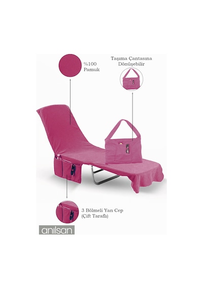%100 Pamuk Şezlong Havlusu Mürdüm 60x180 Cm - Hızlı Kuruyan Plaj Ve Havuz Havlusu