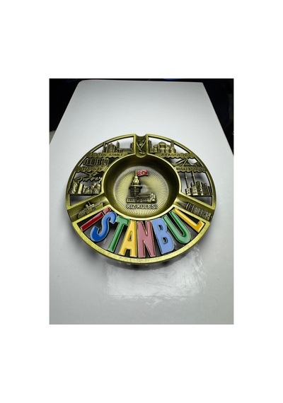 İstanbul Temalı Metal Küllük Kabartma Figürlü Dekoratif Tasarım Gold, Bakır, Gümüş 784517417