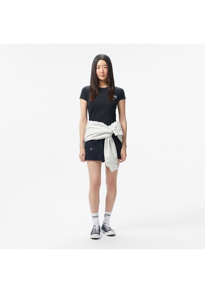 Converse Classic Kadın Slim Fit Baskılı Siyah T-shirt