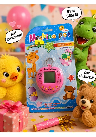 Machine Pet Dijital Sanal Evcil Hayvan Anahtarlık Oyunu Lcd Ekranlı Elektronik Oyuncak Pembe "