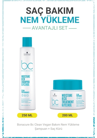 Bonacure Bc Clean Nem Yükleme Şampuanı + Saç Kürü - Kuru Ve Kıvırcık Saçlar İçin