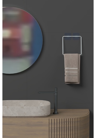 Krom Gümüş Yapışkanlı Havluluk Havlu Askısı Havlu Tutacağı Banyo Mutfak Havluluğu Minimal Metalik Diğer