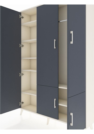Arges Dolap 7 Raflı 5 Kapaklı Tek Askılı 132x30x195 Aytaşı-an... Aytaşı