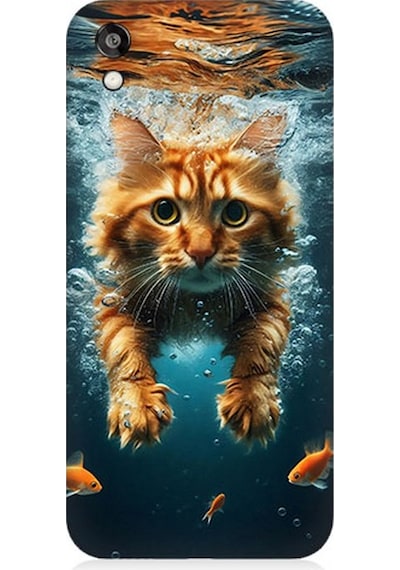 Huawei Honor 8s Uyumlu Suda Yüzen Kedi Desenli Silikon Kılıf Çok Renkli