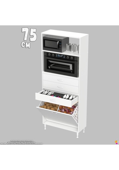 Modilayn Ediz Fırın Bölmeli Sepetli Çekmeceli Çok Amaçlı Dolap - Mutfak Robotu Ve Kahve Köşesi 75 Cm Beyaz Modilayn Ediz Fırın Bölmeli Sepetli Çekmeceli Çok Amaçlı Dolap - Mutfak Robotu Ve Kahve Köşesi 75 Cm Beyaz