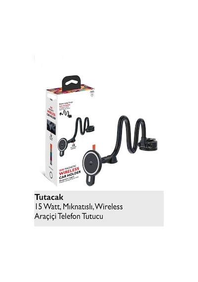 Kablosuz 15w Şarj Mıknatıslı Torpido Üstü Araç Içi Telefon Tutucu
