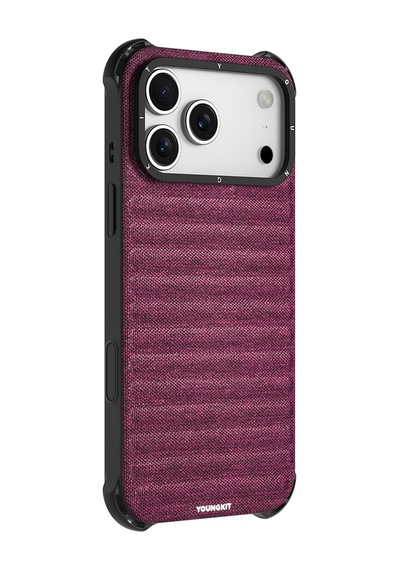 Apple Uyumlu iPhone 17 Pro Max Kılıf M-safe Şarj Özellikli Youngkit Canvas Serisi Kapak Mürdüm Mürdüm