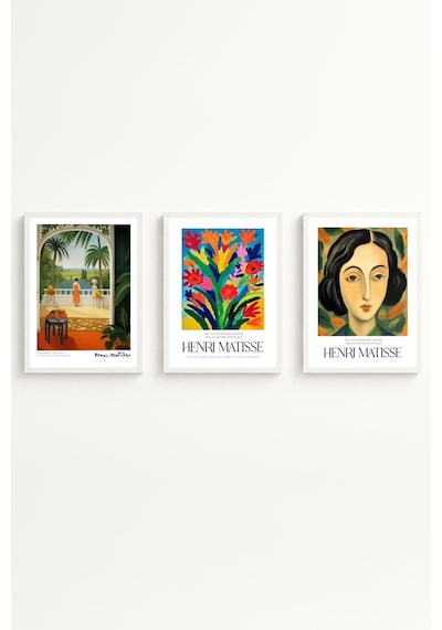 Beyaz Ahşap Çerçeveli Henri Matisse Tablo Seti Huhu537