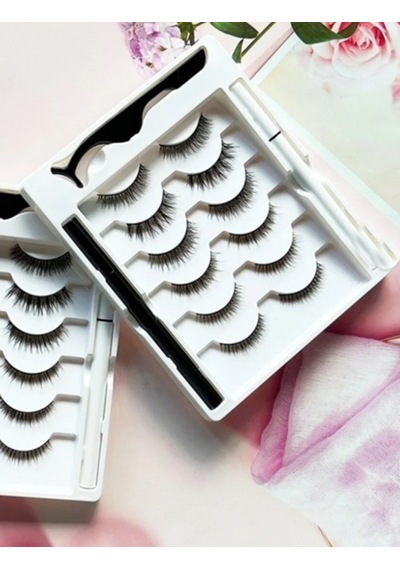 3d Manyetik 12 Adet Takma Kirpik Seti 6 Çift + 2 Adet Likit Eyeliner Yapıştırıcı + Kirpik Cımbızı