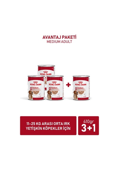 Medium Adult Konserve 3 + 1 Hediye 410 Gr