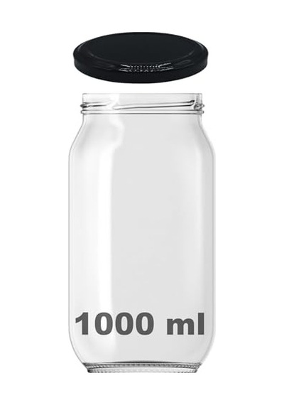 Afracam 1000 Ml Şeffaf Cam Kavanoz 1000 Cc Konserve Metal Kapaklı Cam Kavanoz 6 Adet Şeffaf, 1000 Cc 2.8 L