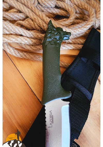 İşlemeli Tpe Sap Outdoor Kamp Bıçağı Çakısı Kılıflı Kmi-540 Haki