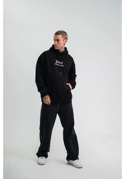 Polızeı Premium Kalite Kapşonlu Dijital Patchli Sweatshirt - Siyah