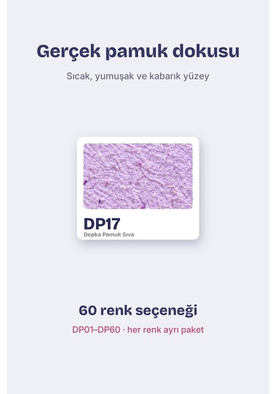 Depka Pamuk Sıva Dp17 2 Kg 7-8 M² İpek Sıva Alternatifi Isı Ve Ses Yalıtımlı Dekoratif Sıva