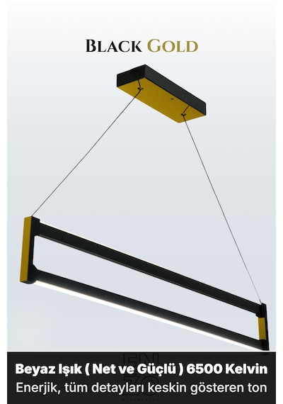 Orion Gold Lineer Led Sarkıt Avize Kumandalı Dim Edilebilir Aşağı Işık Beyaz Işık