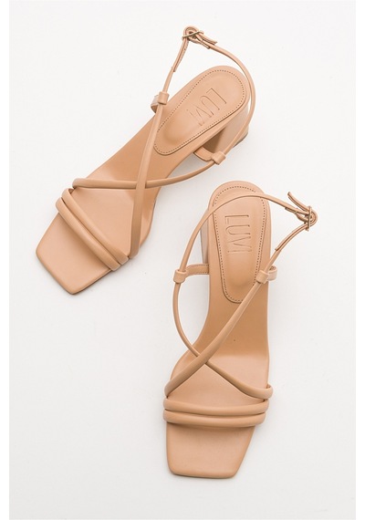 Luvishoes Daisy Koyu Bej Cilt Kadın Topuklu Ayakkabı Koyu Bej
