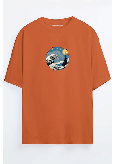 Yıldızlı Gece Wave - Dalga Baskılı Unisex Siyah - Beyaz - Turuncu - Bej Oversize T-shirt Turuncu Yıldızlı Gece Wave - Dalga Baskılı Unisex Siyah - Beyaz - Turuncu - Bej Oversize T-shirt Turuncu