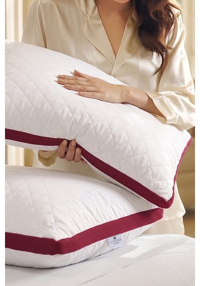 2'li Klimalı Yastık 50x70 Cm Terletmeyen, Hava Alan Mikrofiber Uyku Yastığı Bordo