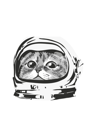 Paybuy Kadın Oversize Astronot Kedi Baskılı Kısa Kollu Tişört Mizahi Uza Siyah