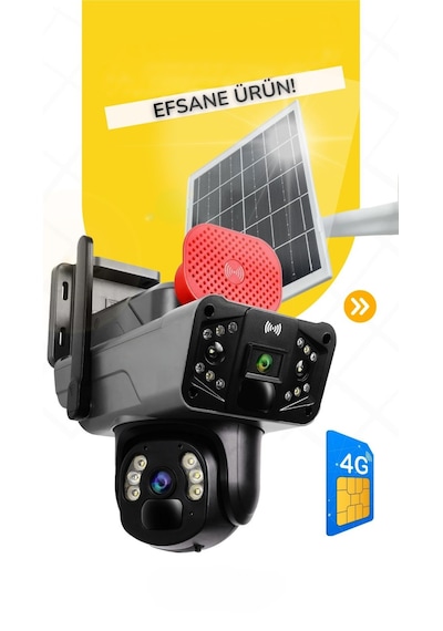 Avenir 6 mp 2 Kameralı Güneş Enerjili Ptz 4g Sim Kartlı 256 GB Sd Kart Destekli Kamera 360° Dönebilir