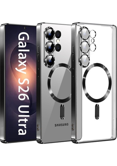 Samsung Galaxy S26 Ultra Uyumlu Kılıf Kamera Lens Koruyuculu Magsafe Özellikli Telefon Kılıfı Kapak Siyah