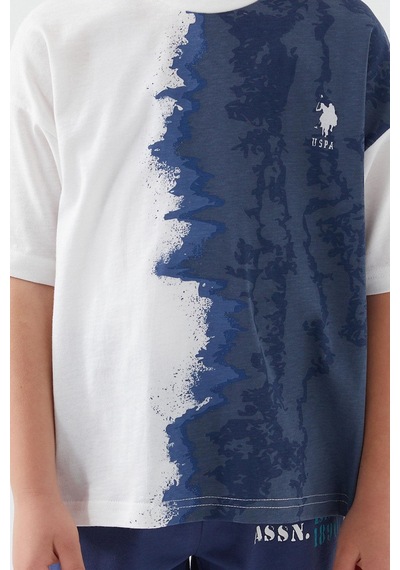 U.S. Polo Assn. 1339 Garson İntense Creams Erkek Çocuk Kısa Kol Pijama Takım 001