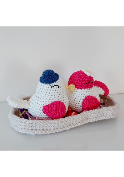 Amigurumi Örgü Oyuncak Sevgili Kuşlar Çok Renkli