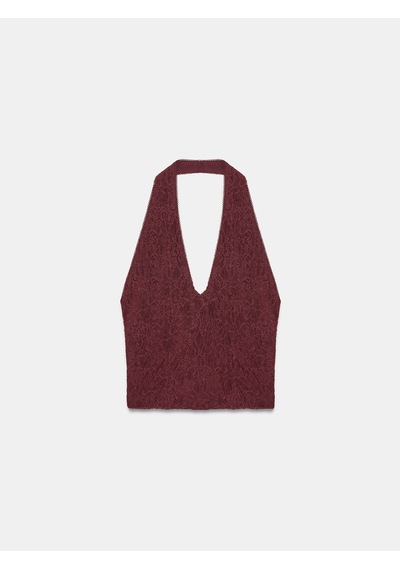 Dilvin 32690 Boyundan Bağlamalı Dantel Detaylı Top-bordo Dilvin 32690 Boyundan Bağlamalı Dantel Detaylı Top-bordo