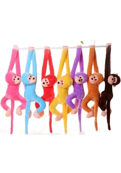 Oyuncak Peluş Maymun 3'lü Renkli Set Elleri Yapışabilen Sarılan Cırtlı Uyku Ve Oyun Arkadaşı Hediyelik Monkeysole 70 Cm Çok Renkli